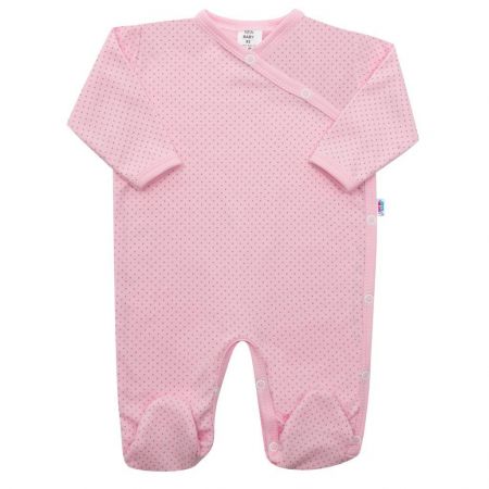 Kojenecký bavlněný overal s bočním zapínáním New Baby Lovely puntíky Růžová 50