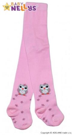 Bavlněné punčocháče Baby Nellys ® - Sovička růžové, vel. 104/110, 104-110 (3-5r)