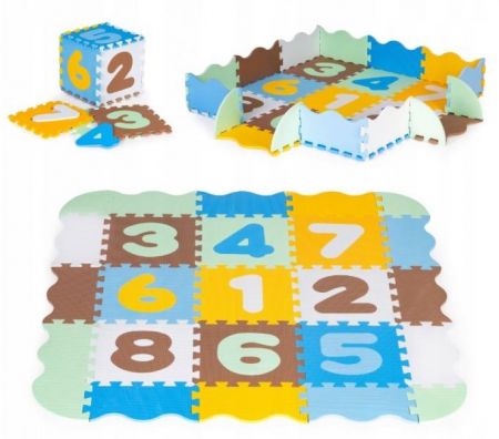 iPLAY I PLAY Dětské pěnové puzzle 114 x 114 cm, hrací deka, podložka na zem Čísla, 25 dílů