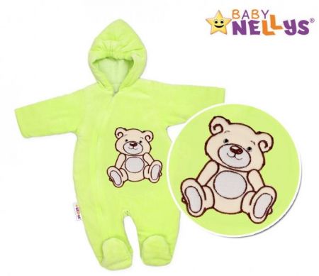 BABY NELLYS Zimní kombinézka/overálek Teddy Bear- zelená, 56 (1-2m) ,62 (2-3m)