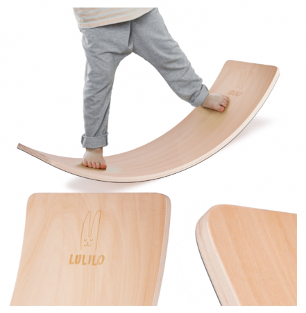 Ikonka LULILO Balanční houpací deska pro děti Wave Board - dřevo/fleece