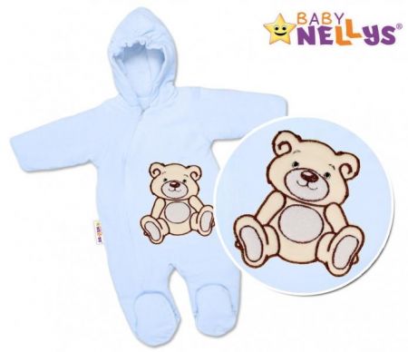 BABY NELLYS Zimní kombinézka/overálek Teddy Bear - sv. modrá, 56 (1-2m) ,62 (2-3m)