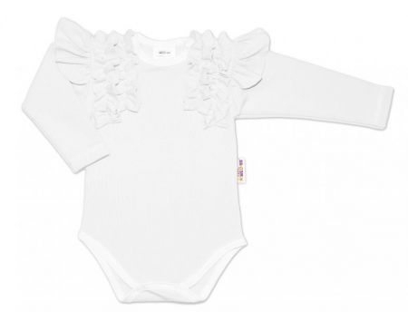 BABY NELLYS Dětské Body dlouhý rukáv s volánky, bílé, vel. 62, 62 (2-3m)