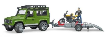 Bruder Land Rover s přívěsem, motorkou a figurkou měřítko: 1:16