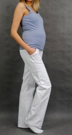 Nellys Be MaaMaa Těhotenské kalhoty s boční kapsou - bílá, vel. XXXL, XXXL (46)