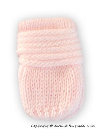 BABY NELLYS Kojenecké rukavičky pletené, zimní - sv. růžové, 56-68 (0-6 m)