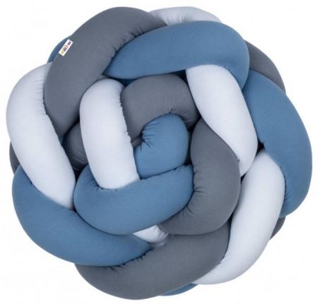 Baby Nellys Bavlněný mantinel pletený cop - šedá, bílá, jeans