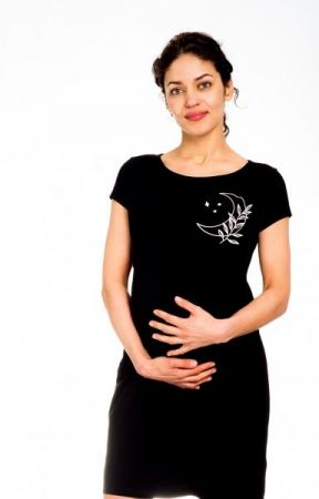 Be MaaMaa Těhotenská, kojící noční košile MOON - černá, S/M