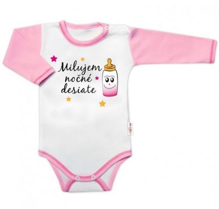 Body dl. rukáv s vtip. textem Baby Nellys, Milujem nočné desiate, vel. 86, holka, 86 (12-18m)