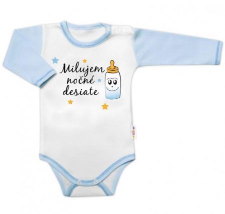 Body dl. rukáv s vtip. textem Baby Nellys, Milujem nočné desiate, vel. 86, kluk, 86 (12-18m)