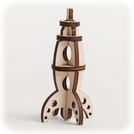 CuteWood Dřevěné 3D puzzle Raketa