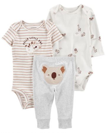 CARTERS CARTER'S Set 3dílný body kr. rukáv, body dl. rukáv, tepláky Grey Koala neutrál LBB 24m