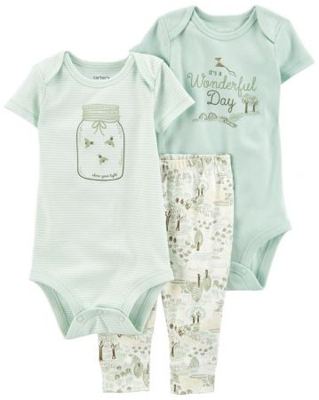 CARTERS CARTER'S Set 3dílný body kr. rukáv 2ks, legíny Green Firefly neutrál 24m