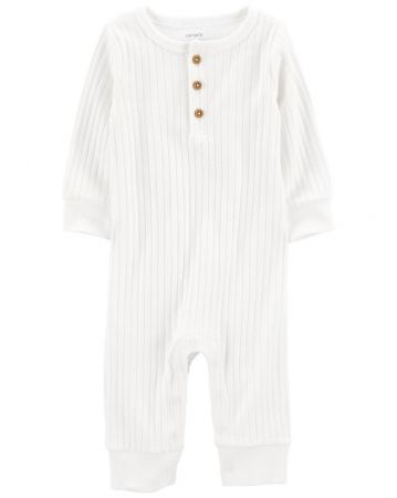 CARTERS CARTER'S Overal bez nožiček White Henley neutrál 6m