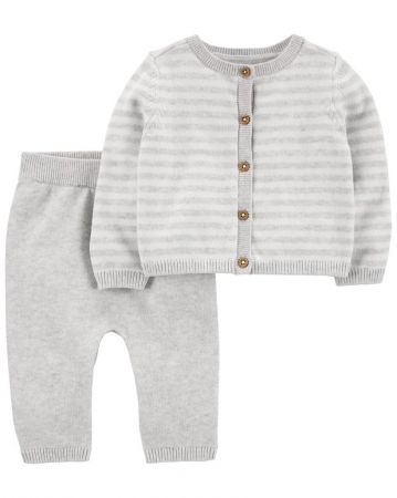 CARTERS CARTER'S Set 2dílný svetr, kalhoty Grey Stripes neutrál NB/vel. 56