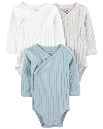 CARTERS CARTER'S Body dlouhý rukáv Blue & Grey neutrál 3ks 3m