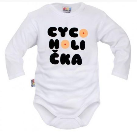 Body dlouhý rukáv Dejna Cycoholička - bílé, vel. 80, 80 (9-12m)