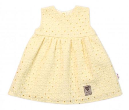 Baby Nellys Lehké Handmade šatičky Madeira, žluté, vel. 92, 92 (18-24m)