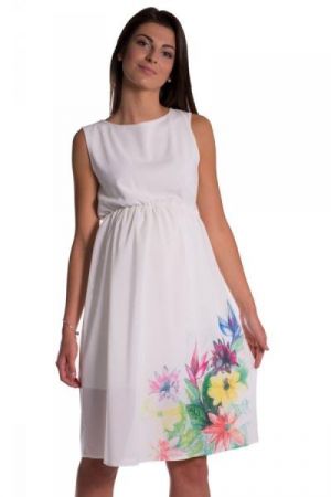 Be MaaMaa Těhotenské šaty bez rukávů s potiskem květin - ecru, vel. XL, XL (42)