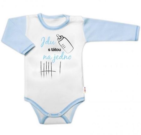 Body dl. rukáv s vtip. textem Baby Nellys, Jdu s tátou na jedno, vel. 86, kluk, 86 (12-18m)