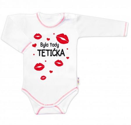 Body dlouhý rukáv s vtipným textem Baby Nellys, Byla tady tetička, vel. 80, 80 (9-12m)