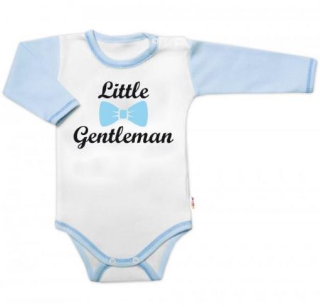 Body dl. rukáv s vtip. textem Baby Nellys, Little Gentleman, kluk, vel. 62, 62 (2-3m)