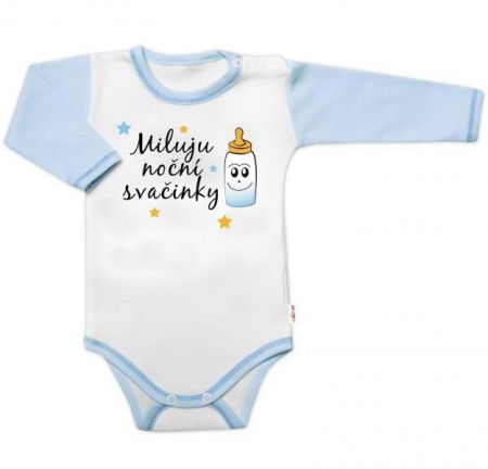 Body dl. rukáv s vtip. textem Baby Nellys, Miluju noční svačinky, vel. 86, kluk, 86 (12-18m)