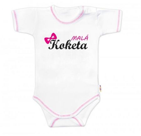 Body krátký rukáv s vtipným textem Baby Nellys, Malá Koketa, holka, vel. 86, 86 (12-18m)