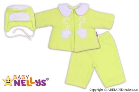 Kabátek, čepička a kalhoty Baby Nellys ®- zelená, vel. 68, 68 (3-6m)