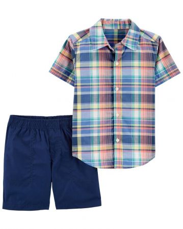 CARTERS CARTER'S Set 2dílný košile kr. rukáv, kraťasy Multi Color kluk 12m