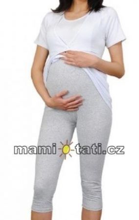 Nellys Be MaaMaa Těhotenské barevné legíny 3/4 délky - šedá, vel. XL, XL (42)