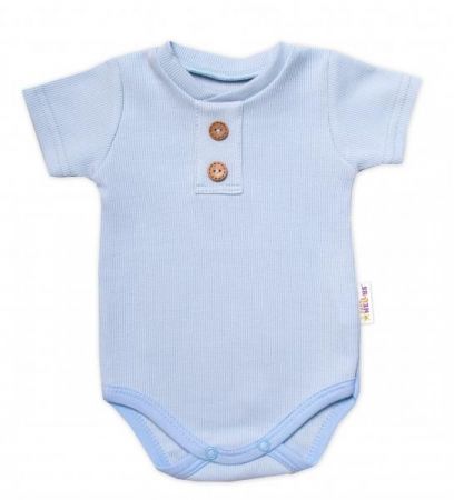 Baby Nellys Kojenecké žebrované body s knoflíčky kr. rukáv, Boy - sv. modré, vel. 86, 86 (12-18m)