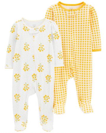 CARTERS CARTER'S Overal na zip Sleep & Play Yellow Flowers holka 2ks NB/vel. 56