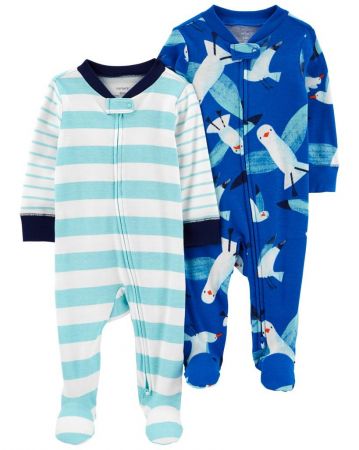 CARTERS CARTER'S Overal na zip Sleep & Play Blue Seagull kluk 2ks NB/vel. 56