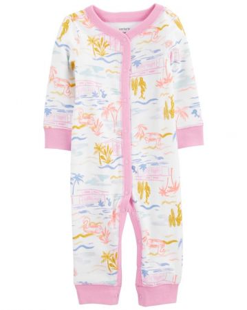 CARTERS CARTER'S Overal bez nožiček na druky Sleep&Play Pink Palm holka NB/vel. 56