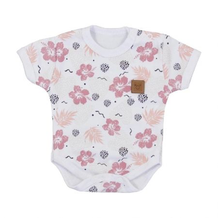 Kojenecké body s krátkým rukávem Koala Flowers Růžová 62 (3-6m)