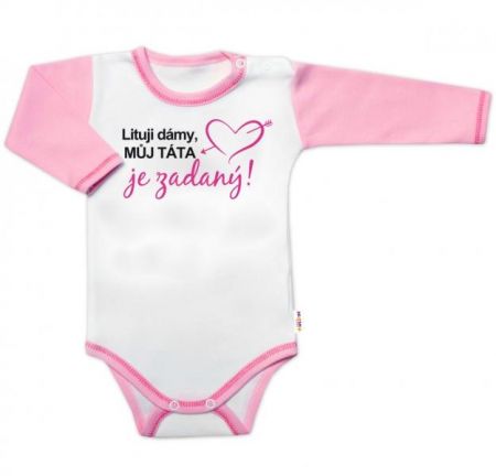 Body dl. rukáv s vtip. textem Baby Nellys, Lituji dámy, můj táta je zadaný, vel. 80, 80 (9-12m)