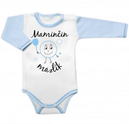 Body dlouhý rukáv s vtipným textem Baby Nellys, Maminčin mazlík, vel. 86, 86 (12-18m)