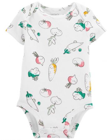 CARTERS CARTER'S Body krátký rukáv Ivory Vegetables holka NB/ vel. 56