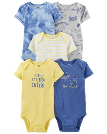 CARTERS CARTER'S Body krátký rukáv Blue Ocean chlapec 5ks NB/ vel. 56