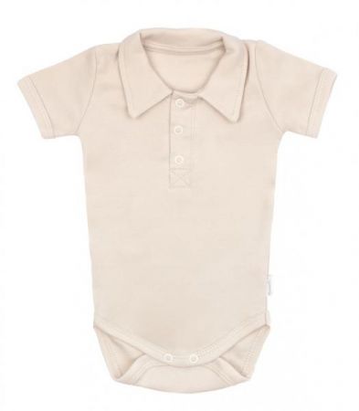 Mamatti Bavlněné body polo kr. rukáv, Baby Fox - béžové, 68 (3-6m)