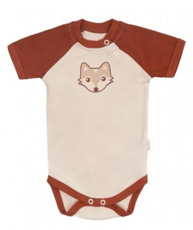 Mamatti Kojenecké body kr. rukáv, Baby Fox - béžová/hnědá, 68 (3-6m)