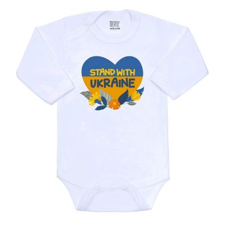 Body s potiskem New Baby Mír pro Ukrajinu - Stand with Ukraine Bílá 86 (12-18m)