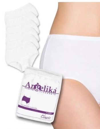Bavlněné kalhotky Angelika s vysokým pasem, 6ks v balení, bílé, S (36)