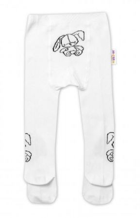 Baby Nellys Dětské bavlněné punčocháče Cute Bunny - bílé, vel. 92/98, 92-98 (18-36m)