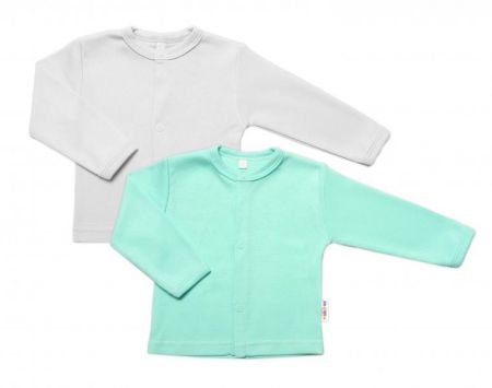 Baby Nellys Sada 2 bavlněných košilek, Basic Pastel, mátová/šedá, vel. 74, 74 (6-9m)