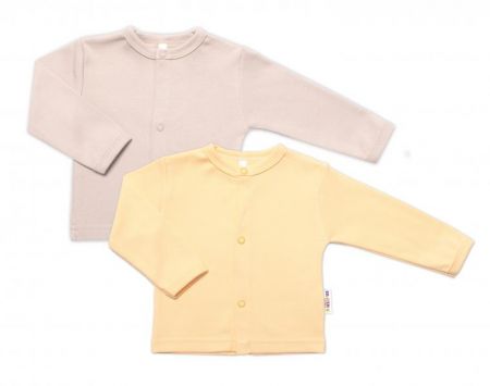 Baby Nellys Sada 2 bavlněných košilek, Basic Pastel, žlutá/béžová, vel. 74, 74 (6-9m)