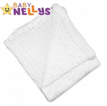 Baby Nellys Luxusní bavlněná deka, dečka do kočárku, 80x90cm - bílá