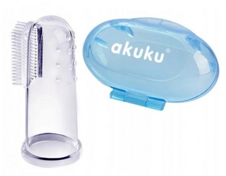 AKUKU Zubní kartáček s pouzdrem - silikonový modrý