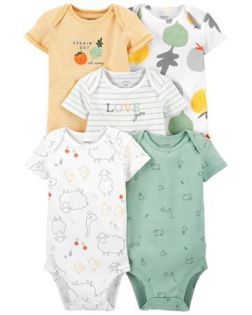 CARTERS CARTER'S Body krátký rukáv Veggies neutrál LBB 5 ks PRO, vel. 46